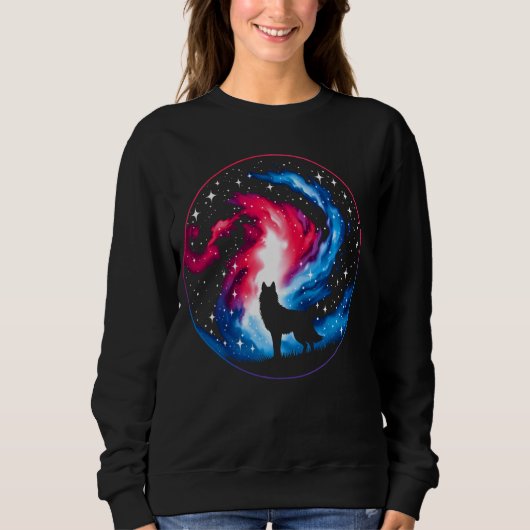 Cool Cosmic Wolf Galaxy Graphic Space Art Trui (Voorkant)