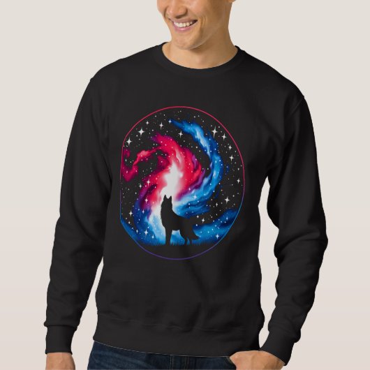 Cool Cosmic Wolf Galaxy Graphic Space Art Trui (Voorkant)