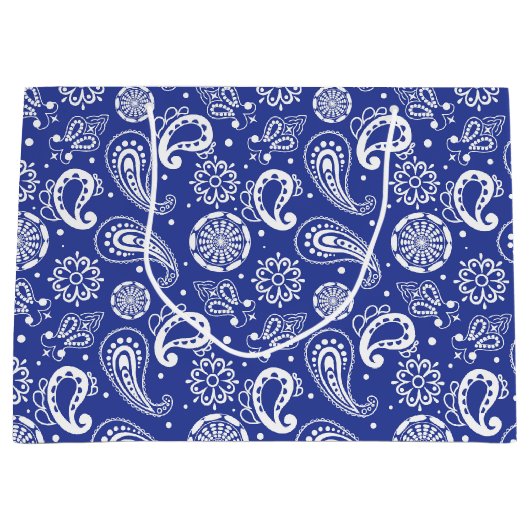 cool country blue Paisley betegeld patroon Groot Cadeauzakje (Voorkant)