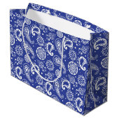cool country blue Paisley betegeld patroon Groot Cadeauzakje (Achterkant Gekanteld)