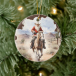 Cool Country Christmas Santa horse bericht toevoeg Keramisch Ornament<br><div class="desc">Cool Country Christmas Santa horse bericht toevoegen Keramisch Ornament</div>