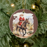 Cool Country Christmas Santa horse bericht toevoeg Keramisch Ornament<br><div class="desc">Cool Country Christmas Santa horse bericht toevoegen Keramisch Ornament</div>
