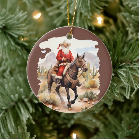 Cool Country Christmas Santa horse bericht toevoeg Keramisch Ornament (Boom)