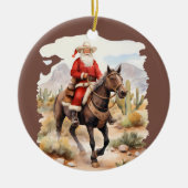 Cool Country Christmas Santa horse bericht toevoeg Keramisch Ornament (Voorkant)