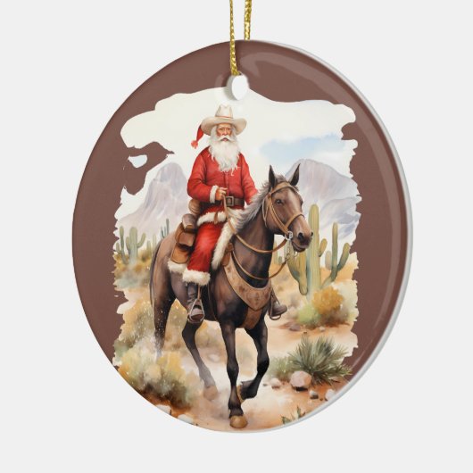 Cool Country Christmas Santa horse bericht toevoeg Keramisch Ornament (Links)