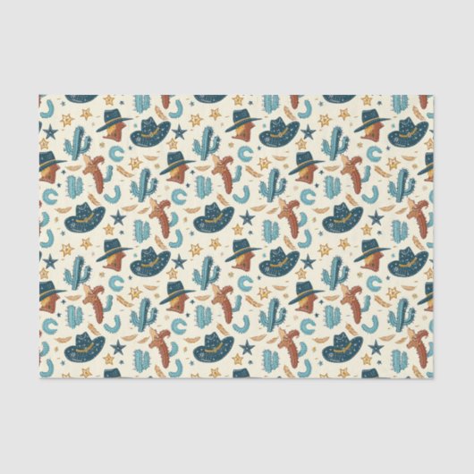 Cool Country Western cowboy betegeld Tissuepapier (Voorkant)