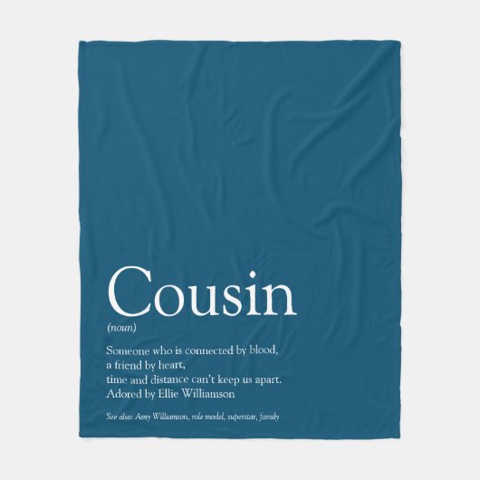 Cool Cousin Definition Modern Blue Fun Fleece Deken (Voorkant)
