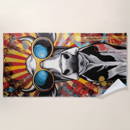 Cool Cow with Sunglasses Pop Art Graffiti Style Strandlaken