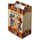 Cool cowboy jongens Verjaardagsfeest aanpasbaar Me Medium Cadeauzakje (Achterkant Gekanteld)