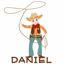 Cool cowboy met een lasso kinderen Verjaardagsfees Staand Fotobeeldje