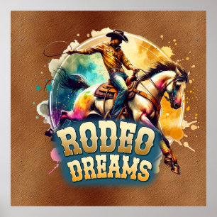 Cool Cowboy Rodeo droomt Poster
