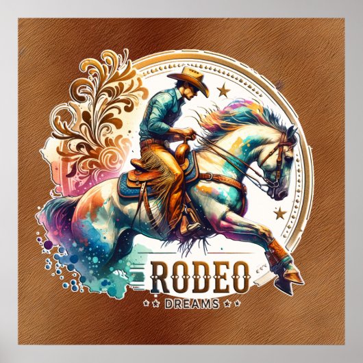 Cool Cowboy Rodeo droomt Poster (Voorkant)
