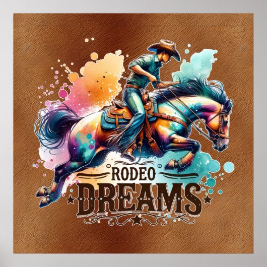 Cool Cowboy Rodeo droomt Poster (Voorkant)