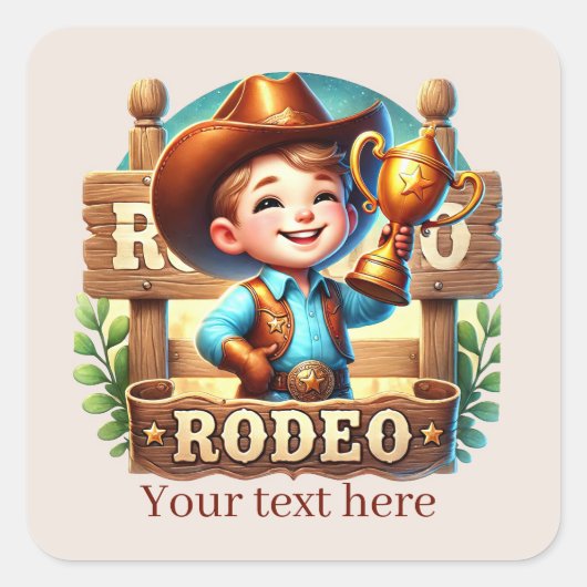 Cool Cowboy Rodeo tekst toevoegen Vierkante Sticker (Voorkant)
