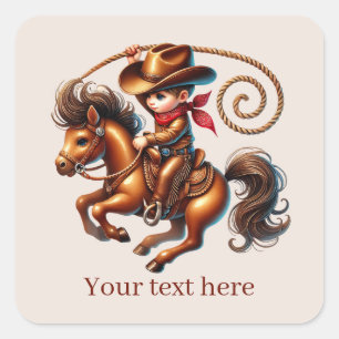 Cool Cowboy tekst toevoegen Vierkante Sticker