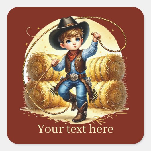 Cool Cowboy tekst toevoegen Vierkante Sticker (Voorkant)