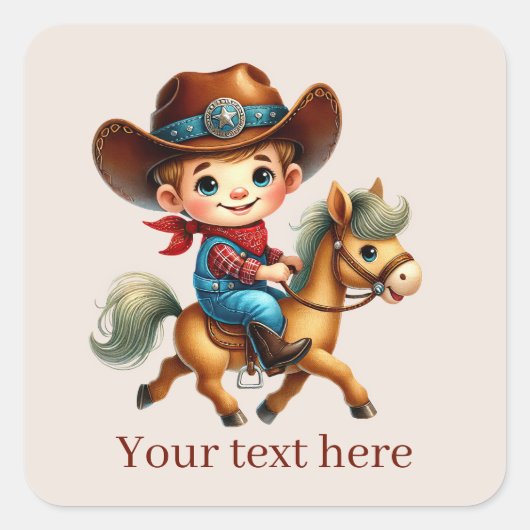 Cool Cowboy tekst toevoegen Vierkante Sticker (Voorkant)