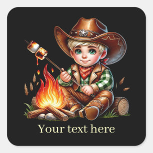 Cool Cowboy tekst toevoegen Vierkante Sticker