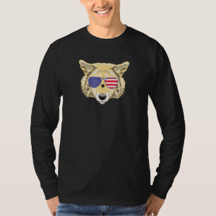 Cool Coyote die de Amerikaanse vlag voert zonnebri T-shirt