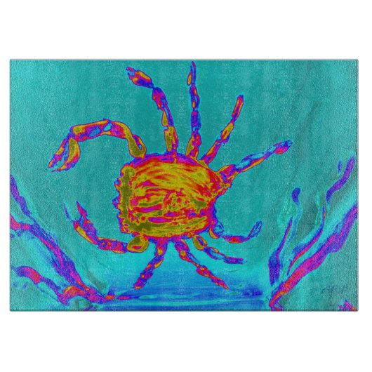 Cool Crab Seaside Art Snijplank (Voorkant)