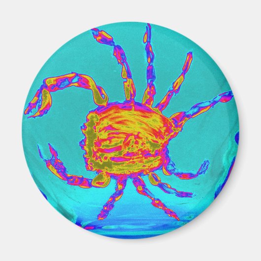 Cool Crab Turquoise Zee Animal Magneet (Voorkant)