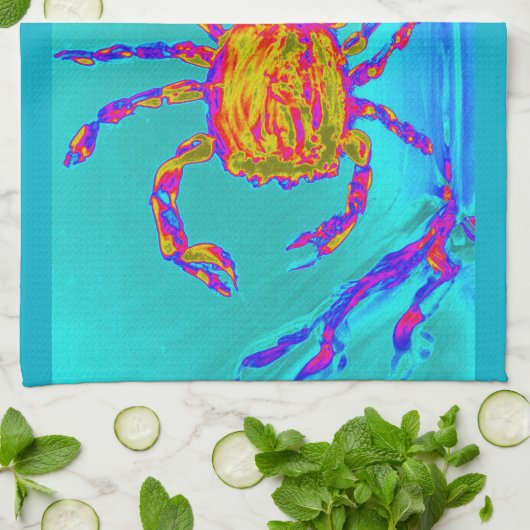 Cool Crab Undersea Art Seaside Theedoek (Gevouwen)