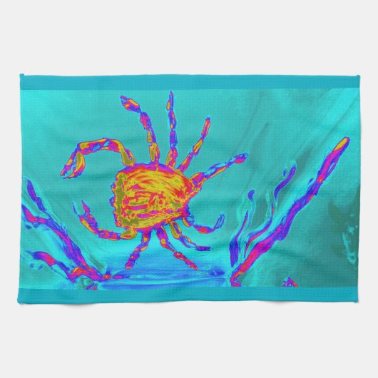 Cool Crab Undersea Art Seaside Theedoek (Horizontaal)