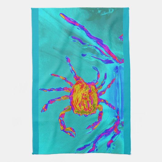 Cool Crab Undersea Art Seaside Theedoek (Verticaal)