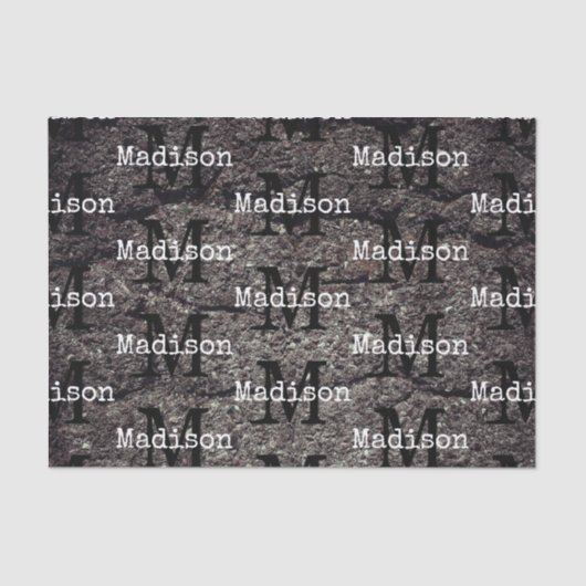 Cool Cracked asphalt road gray lines Monogram Tissuepapier (Voorkant)