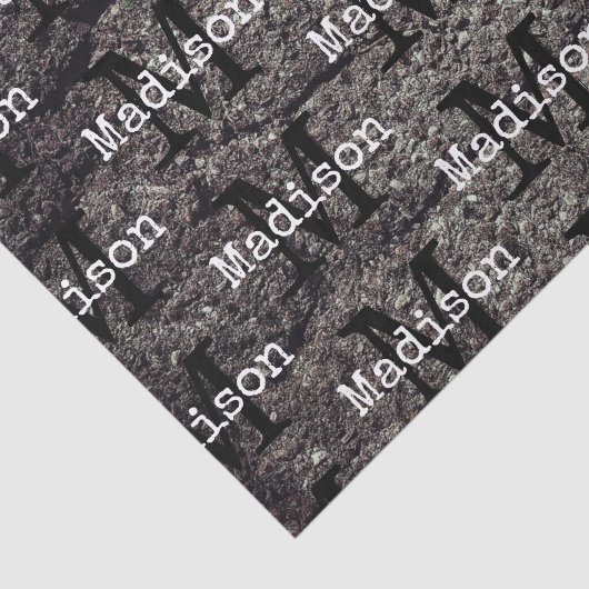 Cool Cracked asphalt road gray lines Monogram Tissuepapier (Detail)