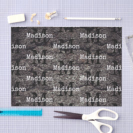 Cool Cracked asphalt road gray lines Monogram Tissuepapier