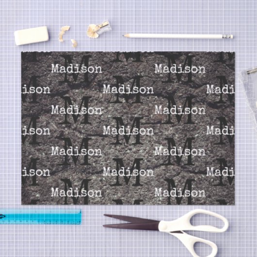 Cool Cracked asphalt road gray lines Monogram Tissuepapier (Craft)