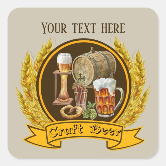 Cool Craft bier tekst toevoegen Vierkante Sticker (Voorkant)