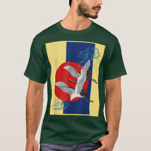 Cool Crane Bird Artwork, Dance of Cranes Japans T-shirt