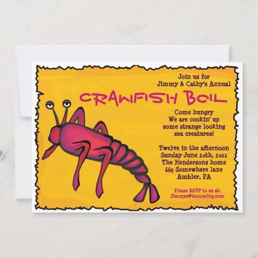COOL CRAWFISH BOIL Party nodigt uit Kaart (Voorkant)