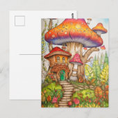 Cool Creatieve Psychedelische Paddestoel Woning Briefkaart (Voorkant / Achterkant)