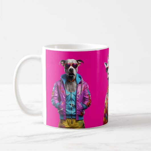 Cool Crew – Colour-Pop Animal Squad Hot Pink Koffiemok (Links)