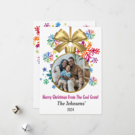 Cool Crew Regenboog Sneeuwvlokken Foto Feestdagenkaart