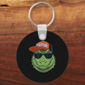 Cool Crocodile Animal Gator Graphic With Cap And S Sleutelhanger (Voorkant)