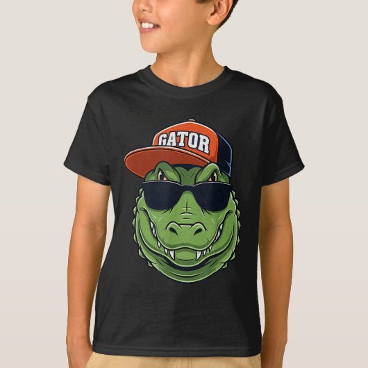 Cool Crocodile Animal Gator Graphic With Cap And S T-shirt (Voorkant)