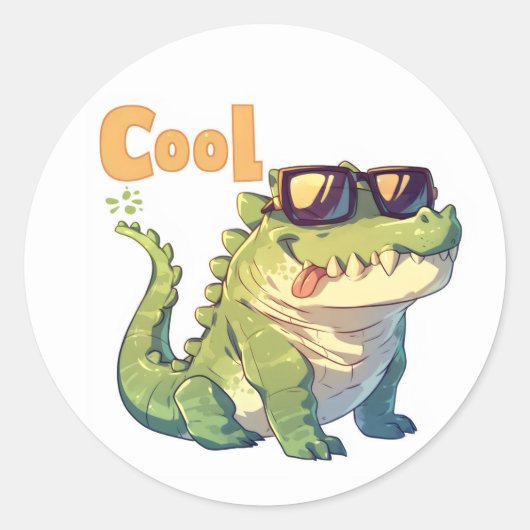 Cool Crocodile Anime Ronde Sticker (Voorkant)