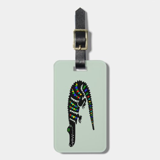 Cool CROCODILE - Bedreigd dier - Groen Bagagelabel (Voorkant verticaal)