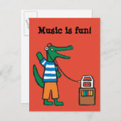 Cool Crocodile Listens to Music Briefkaart (Voorkant / Achterkant)