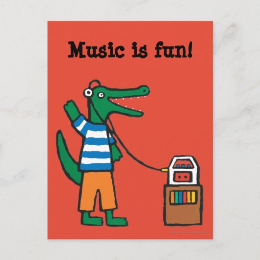 Cool Crocodile Listens to Music Briefkaart (Voorkant)
