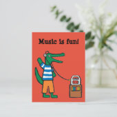 Cool Crocodile Listens to Music Briefkaart (Staand voorkant)