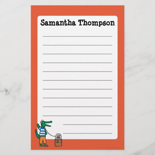 Cool Crocodile Listens to Music Briefpapier (Voorkant)