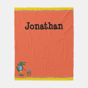 Cool Crocodile Listens to Music Fleece Deken