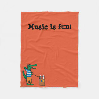 Cool Crocodile Listens to Music Fleece Deken