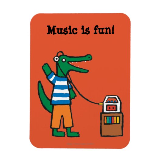 Cool Crocodile Listens to Music Magneet (Verticaal)
