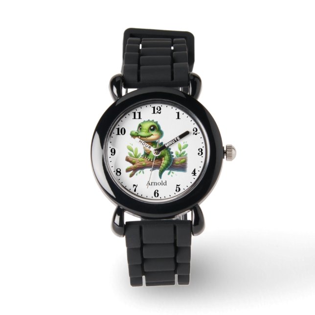 Cool Crocodile voeg naam toe Horloge (Voorkant)